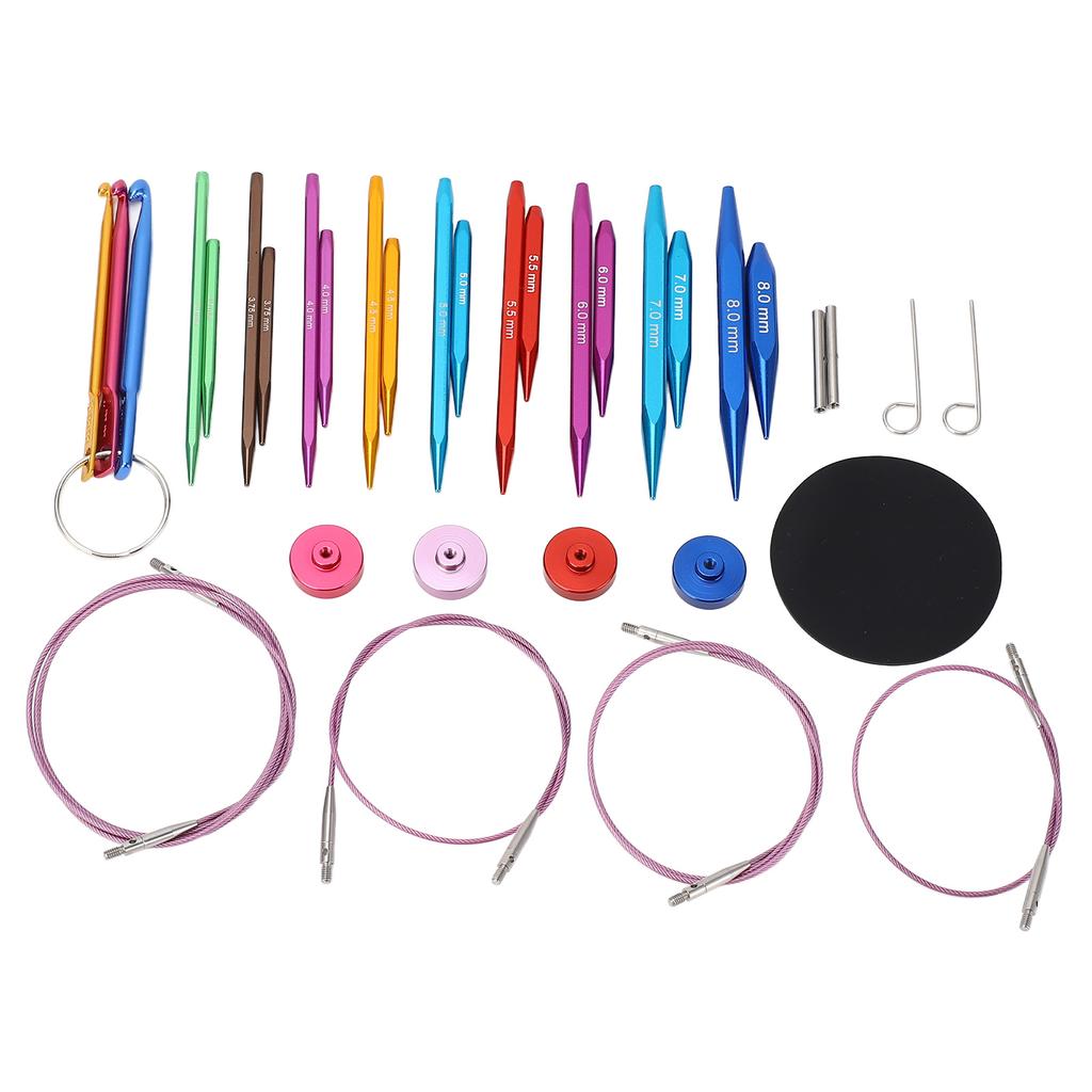 Cube Knitting Needle Set Detachable Aluminum Square Sleeve Needles with Buttons Cables Crochet