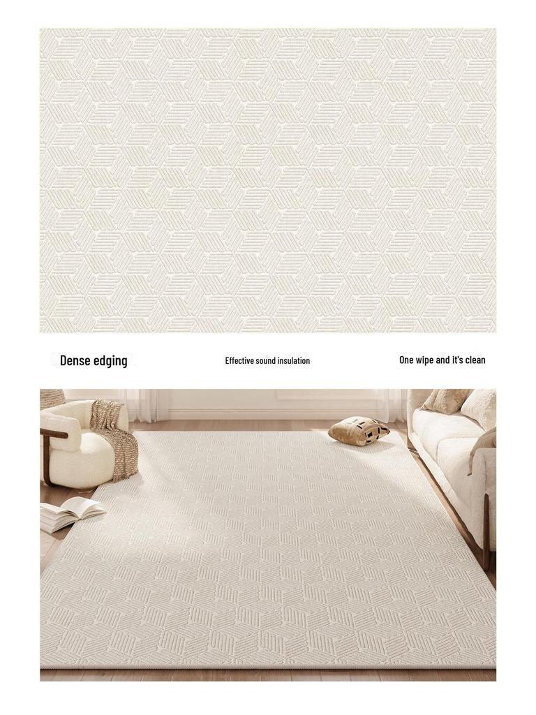 2024 Роскошный бархатный водонепроницаемый ковер для гостиной - не требует стирки, однотонный, простой дизайн, напольный коврик