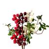 2pcs Simulated 3-Head Small Pomegranate Fruit Branch Simulated Fruit Berry Christmas Fruit Shooting Props Home Soft Decoration Direct Sales
