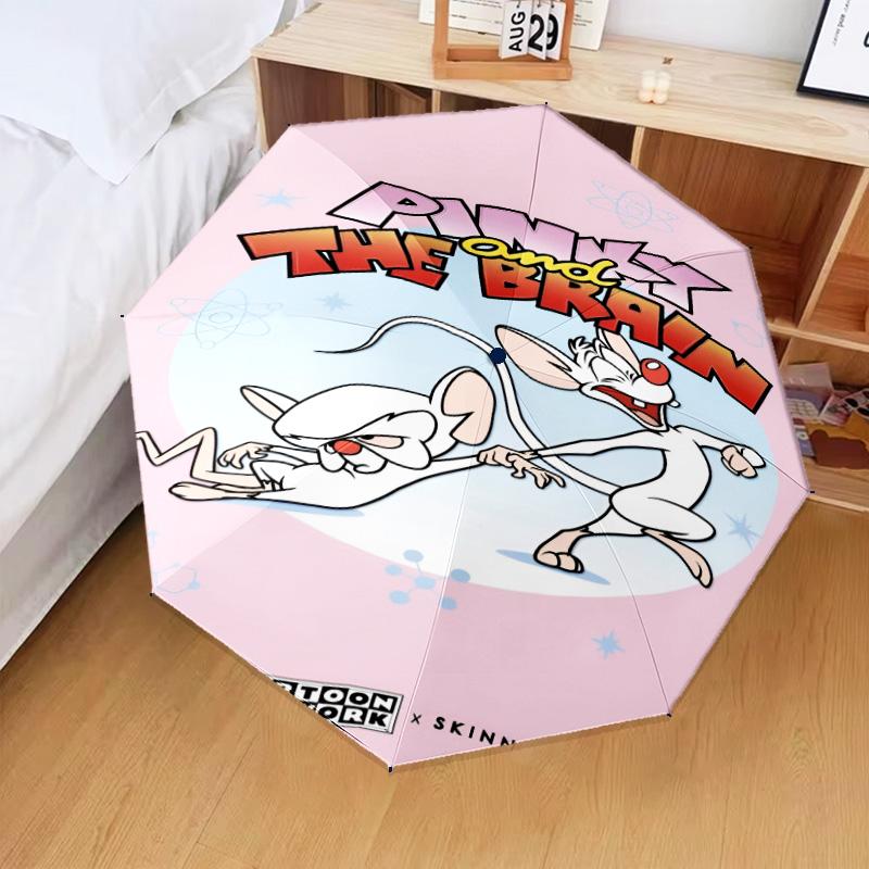 Pinky Brain Adventure Umbrella Folding umbrella, automatic umbrella 8-Frame for Travel, camping Use Gift for Halloween Christmas