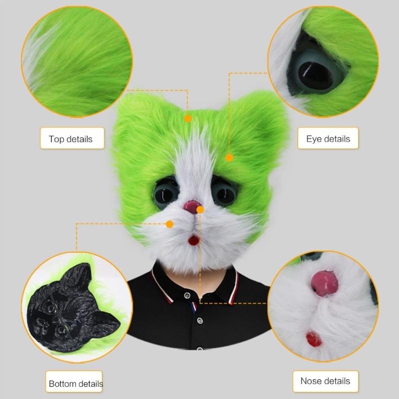 Halloween Latex Animal Cat Head Mask Fancy Dress  Plush Mask  Animal Mask