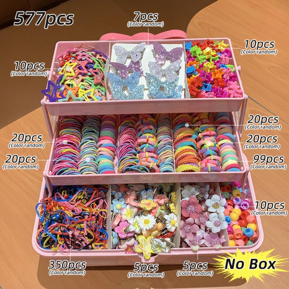 155/577Pcs Colorful Girls Hair Bands No Hurt Hair Hair Clips Kids Hair Accessories Girls Children