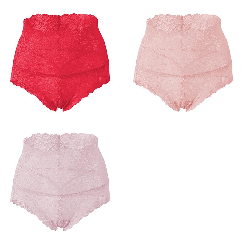 3PCS Ladies Sexy Mesh Panties High-waist Seamless Lace Underwear Briefs Women Knickers Transparent Lingerie