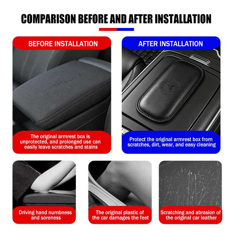 For Benz Car Armrest Elbow Pad Leather Leg Knee Cushions Accessories AMG VIANO GLB GLC W108 W124 W126 W169 W176 GLE GLK AM0