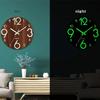 Wooden Simple Luminous Wall Clock 12 Inch Round Clock Durable Analog Clock for Living Room Bedroom Office Decor