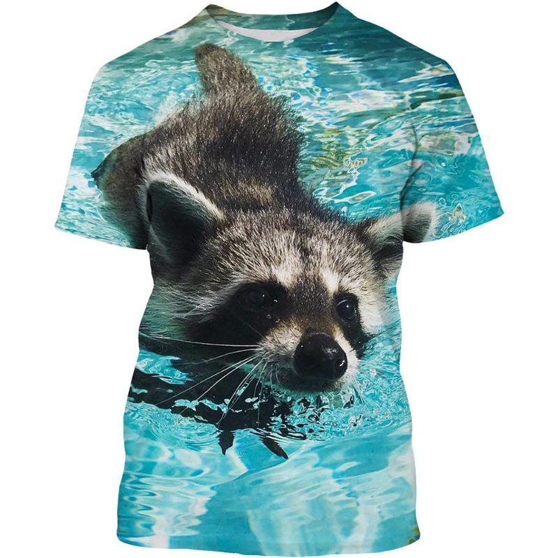 Raccoon 3D Print T-shirts Men Woman Funny Animal Casual Tees Streetwear Harajuku Fashion