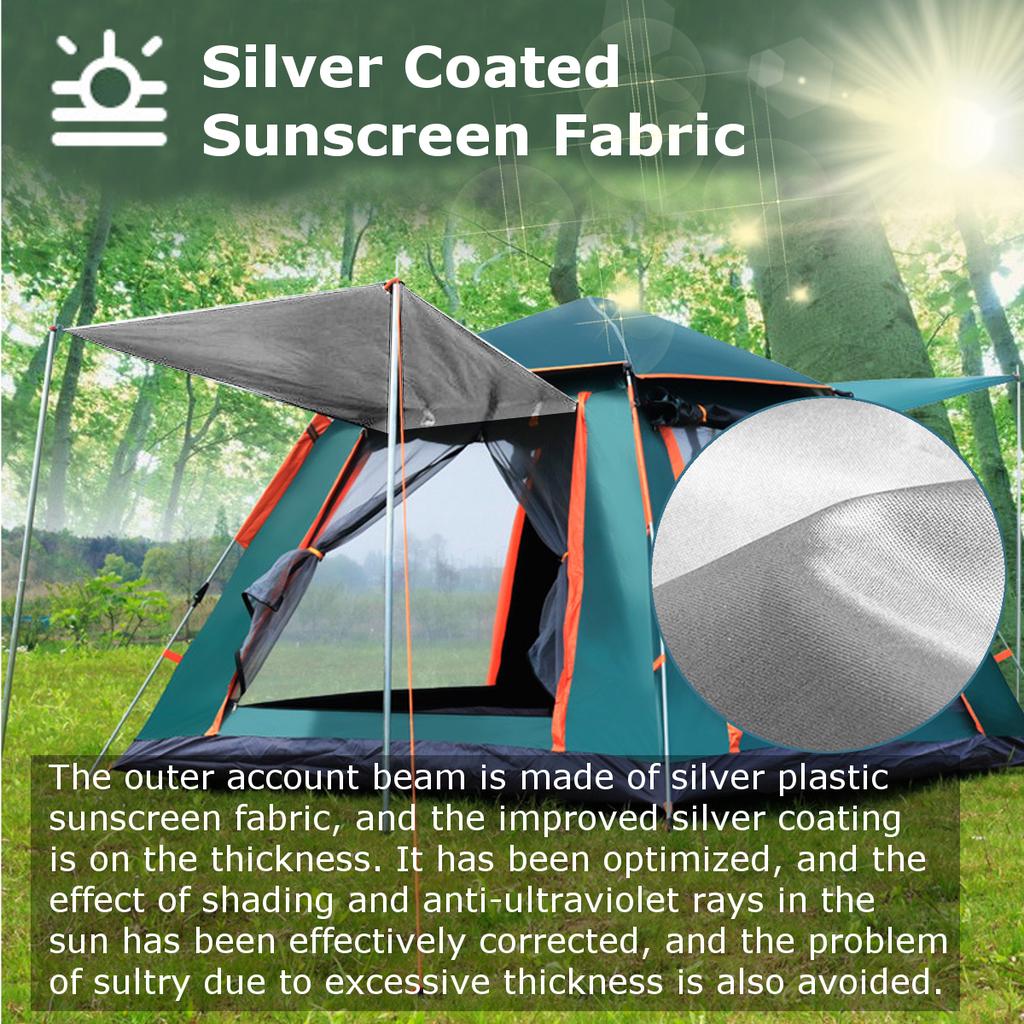 6-7/3-4 Person Large Fully Automatic Tent Quick Open Bomb-Up Instant Setup Camping Tent Four-Sided Windproof Rainproof Beach Carring Bag