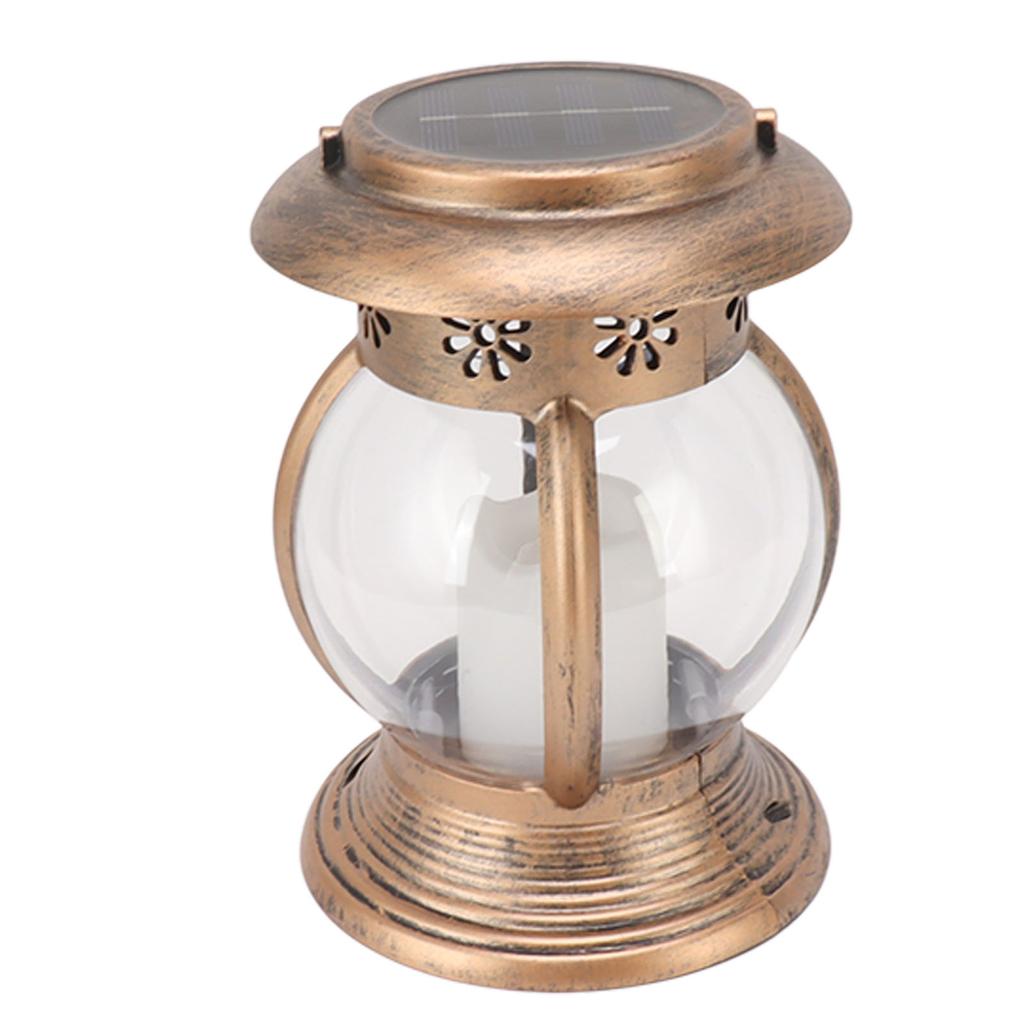Brass Color Courtyard Solar Powered Hanging Lantern Light IP44 Waterproof Garden LED Lantern Lamp