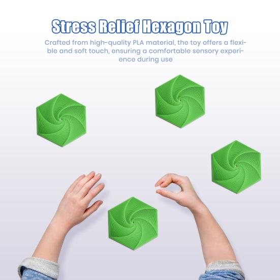 3D Printed Fractal Fidget Hexagon Stress Anxiety Relief Desk Spinning Toy Kids Adults