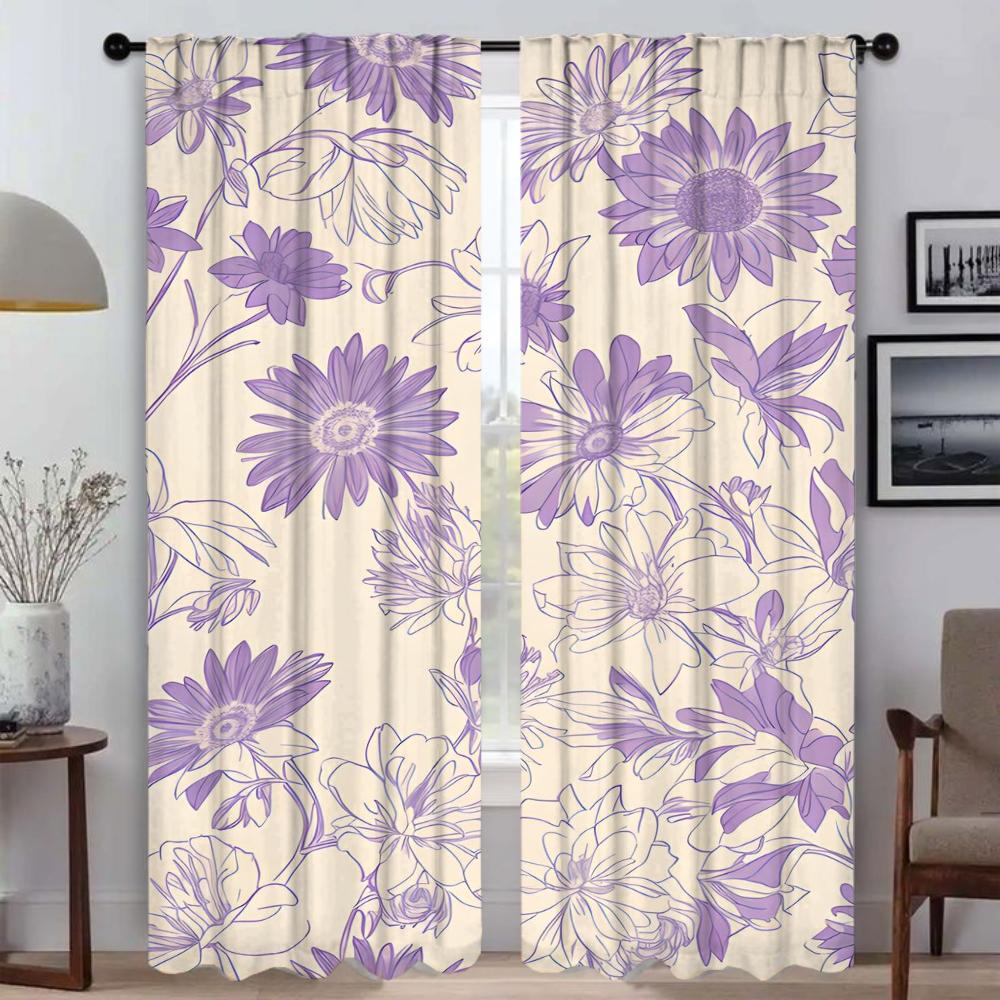 Домашний интерьер Шторы для камеры Цветочные затемняющие шторы для комнаты 2 Панельные жалюзи Разделение Хэллоуин Украшения Гостиная Кухня