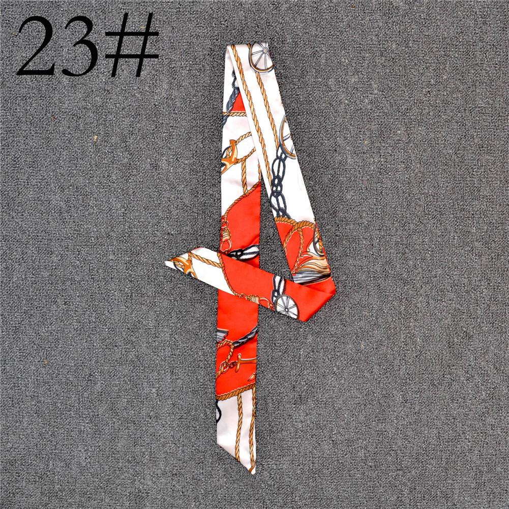 Fashion Color Printing Long Silk Scarf Women Ribbon Neckerchief Print 4cm Thin Narrow Scarves Bag Hair Band Ribbon Headscarve