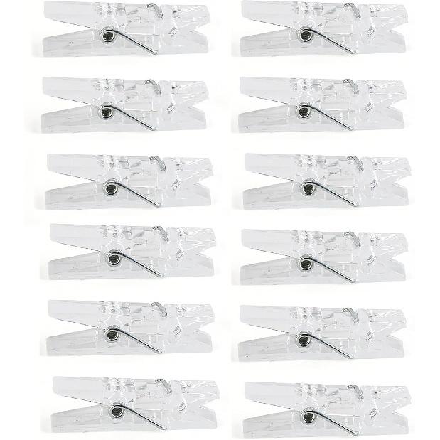 100pcs Photo Clips Mini Transparent Plastic Clear Paper Clips Mini Clothes P for Photos String Fairy Lights (100)