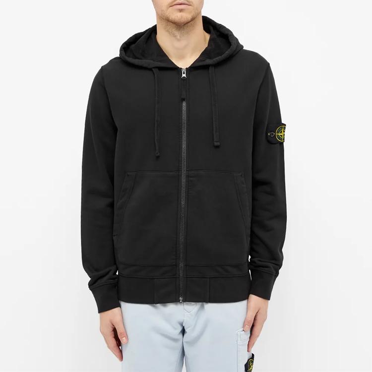 STONE ISLAND Классическое однотонное худи на молнии с нашивкой, унисекс, черное 721564251-V0029