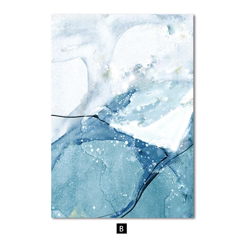 Blue Marble Nordic Poster Modern Wall Art Canvas Print Abstract Line Painting Decorative Pictures for Living Room Home Decor