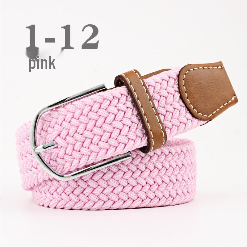 Korean Style Elastic Braided Canvas Belt with Pin Buckle for Men and Women