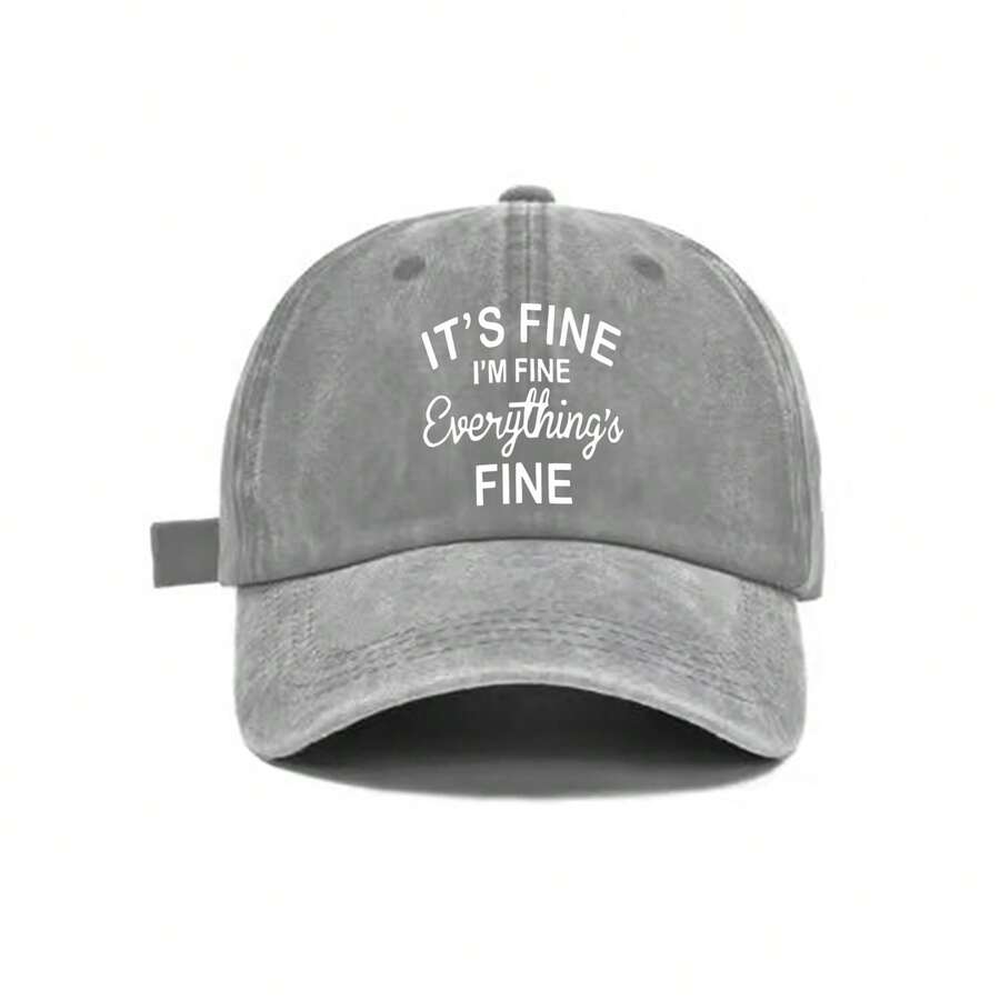 Хлопковая Бейсболка Стираная С Надписью 'I'm Fine Everything's Fine' Регулируемая Задняя Часть Повседневная Уличная Шляпа Для Защиты От Солнца