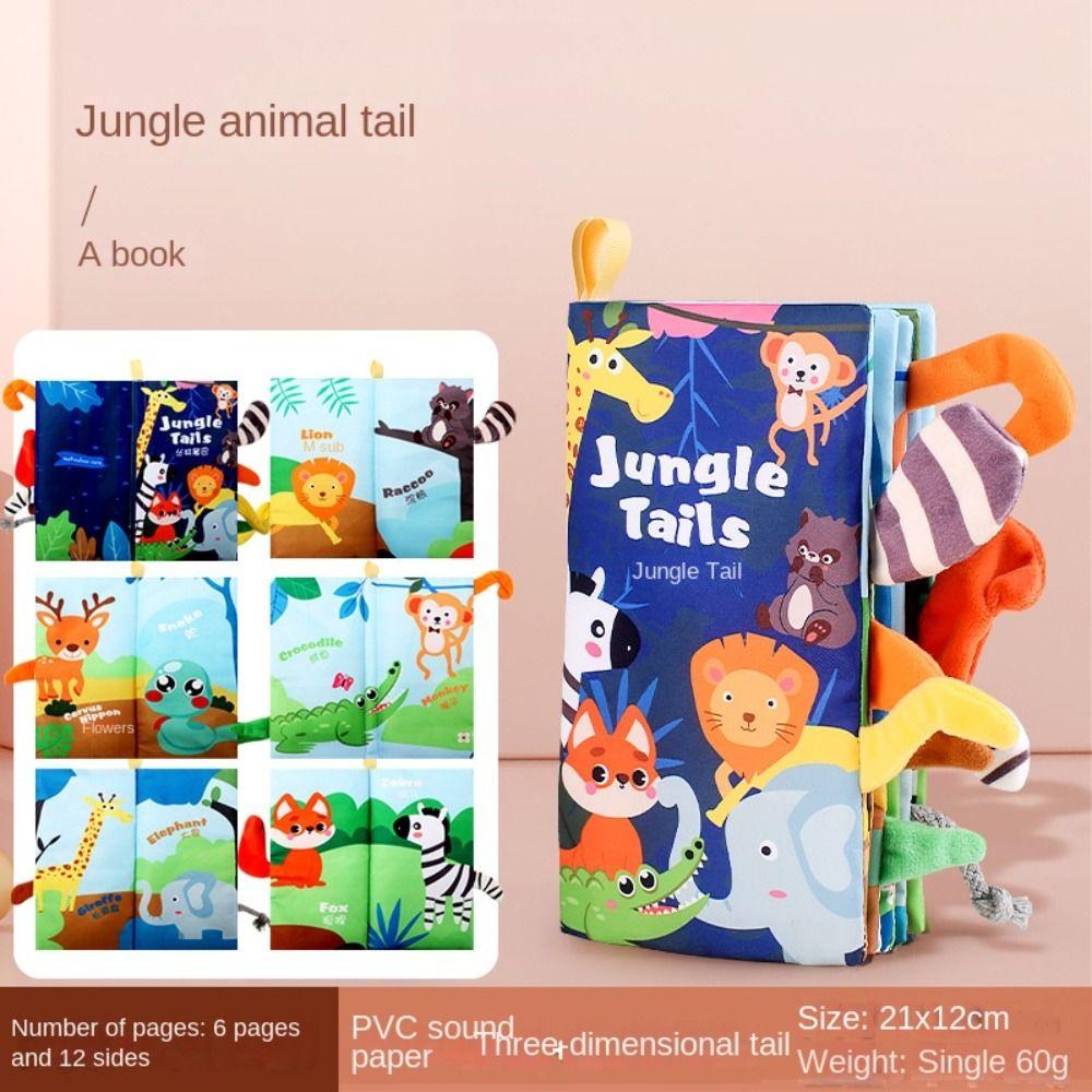 Animals Tail Kids Cloth Book Sound Paper Baby Early Learning Toy Learning Cognize