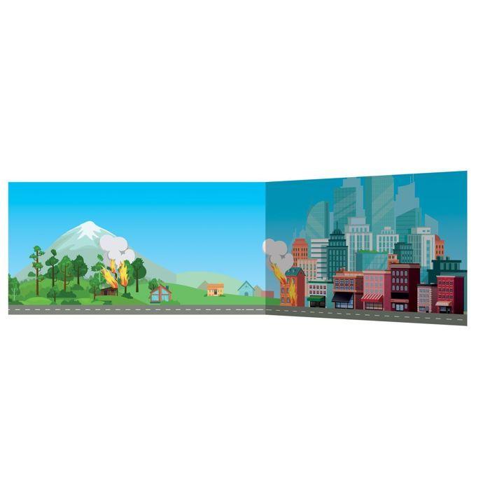 Scène à décorer pour enfants - Les pompiers à la rescousse ! - Stickers Puffies