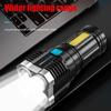 Rechargeable COB Flashlight W/ Side Light Torch Powerful Flashlights LED Camping Fishing Flashlight Super Bright Hiking Light