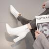 Short Boots Winter New Women's Boots Thick Heel Versatile Pointed White High Heel Martin Boots