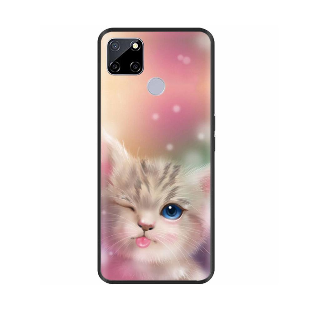 Чехол для Realme C25 C25s Мягкий Милый Чехол для OPPO Realme C25Y C21Y Силиконовый Черный ТПУ Чехол для Телефона Для OPPO Realme C21 Цветочный Чехол