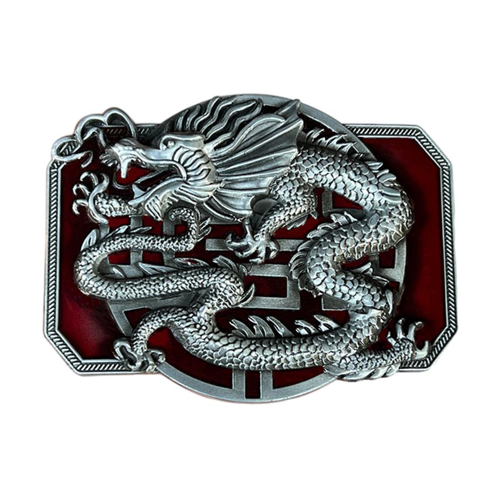 Chinese Style Belt Buckle with Relief Dragon Pattern Adult Belt Buckle Replacement DIY Craft Belt Buckle Replacements