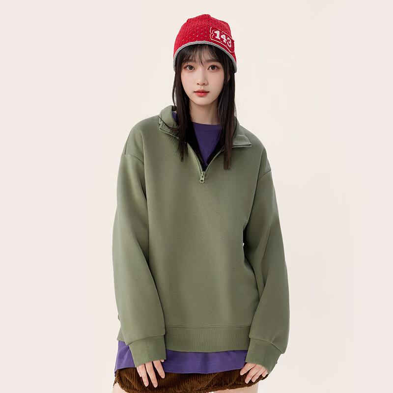 MINISO Half-Zip Stand Collar Fleece-Lined Sweatshirt