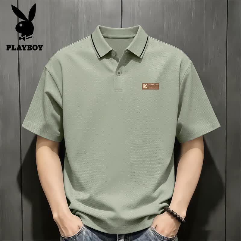 PLAYBOY Мужская рубашка-поло с коротким рукавом в стиле business casual