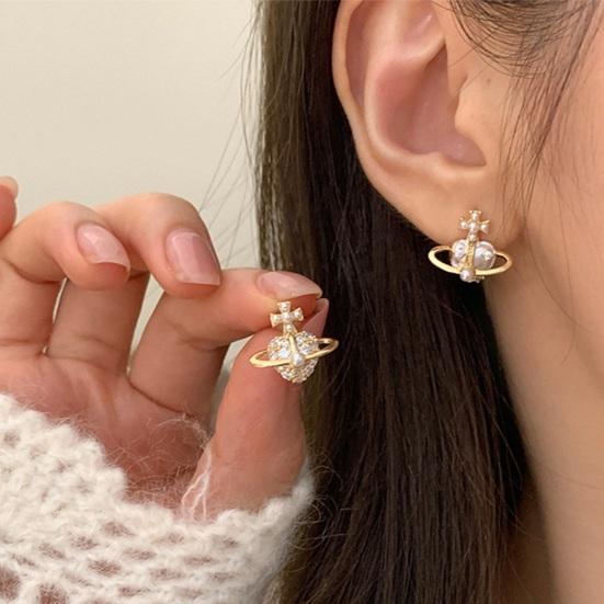 1 пара сережек изысканного дизайна, элегантные и уникальные стильные асимметричные серьги с планетой из искусственного жемчуга