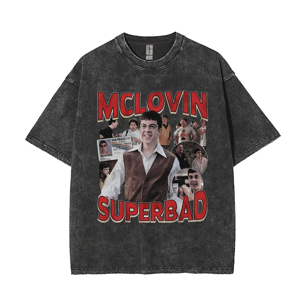 Washed Vintage Movie Superded Mclovin Graphic T-shirt Men Women Casual Funny Humor T Shirt Men's Fashion Oversized Streetwear