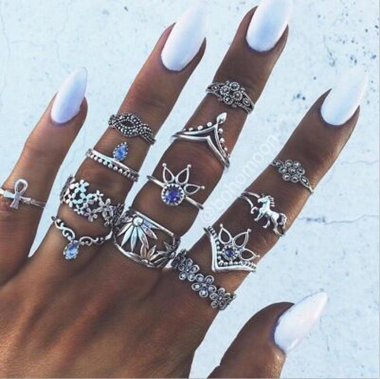 Gold Retro Punk Boho Ring Set 94