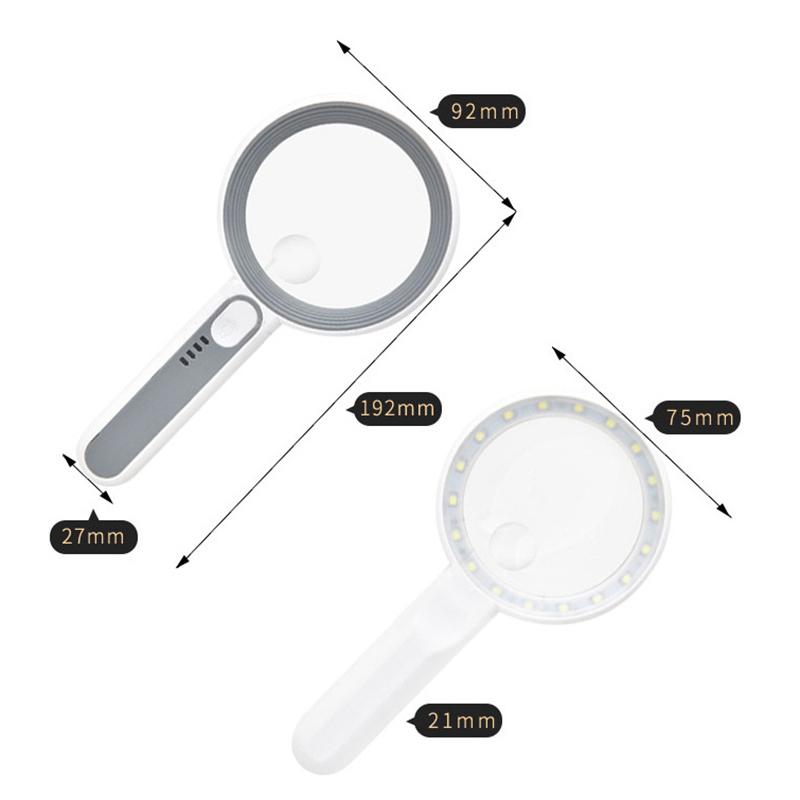 1Pc Rechargeable Handheld Magnifier 3 Lighting Modes Illuminated Magnifying Glass With Led Light For Seniors Reading Repair