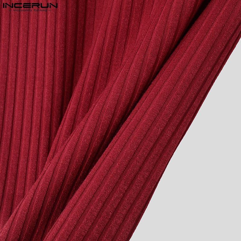 INCERUN Мужские водолазки с коротким рукавом в стиле пэчворк повседневные приталенные нестандартные футболки топы