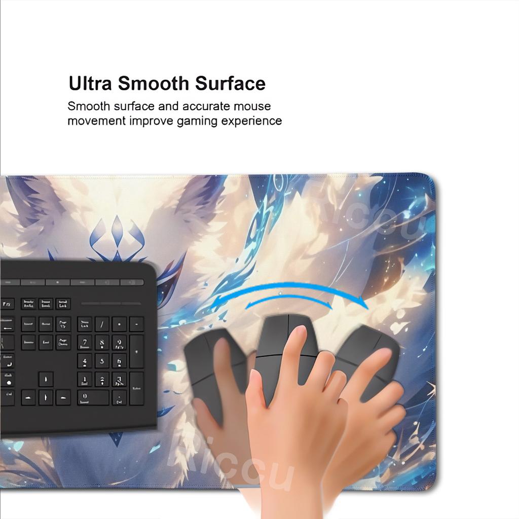 Pink Fox Mouse Mat Anime Mythical Style Mousepad Natural Rubber Gaming Table Pad Extended Nonslip Office Computer Mouse Desk Mat