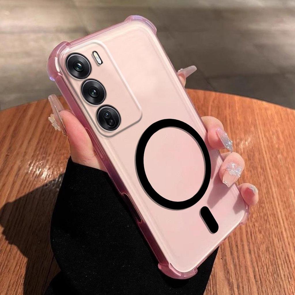 Самодельный силиконовый чехол-кольцо с магнитом для OPPO Reno12 Pro 5G, противоударный, с защитой углов (подушки безопасности)