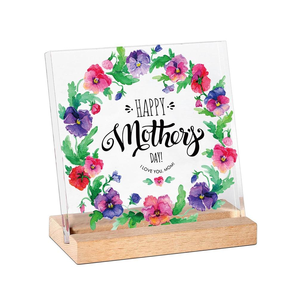 Waterproof Mother's Day Desktop Sign Romantic Love Flowers Ornament Mom Tabletop Sign  Studio Desk