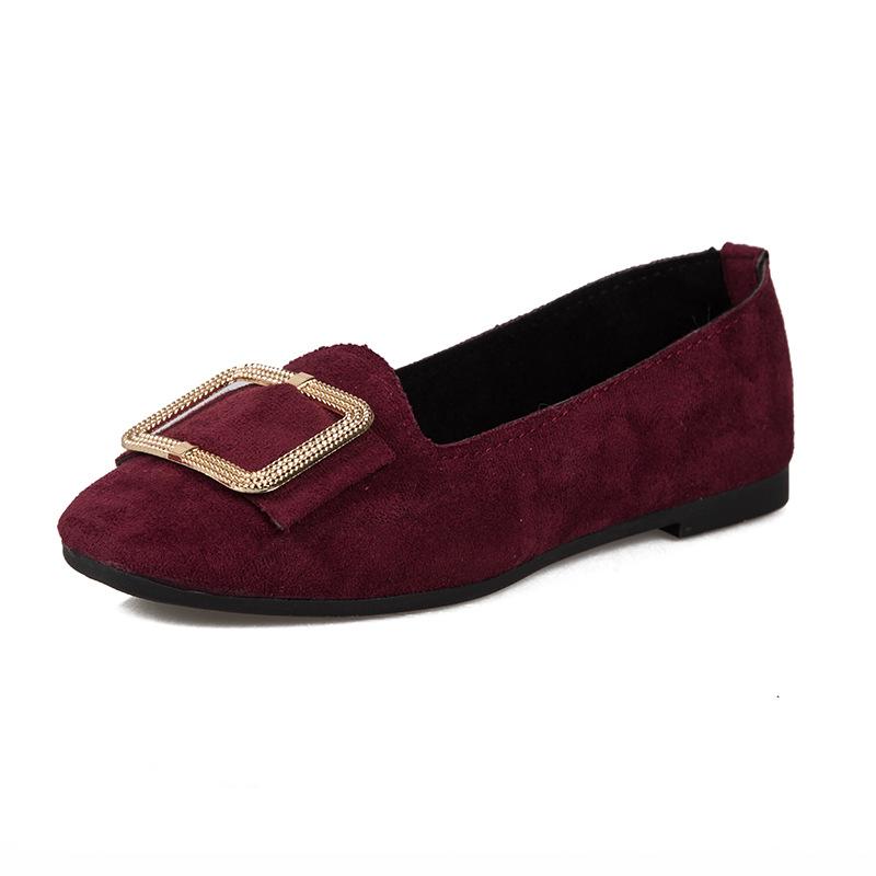 Women's Large Size Beef Tendon Sole Square Toe Shallow Fashion Suede Shoes
