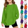 Мальчики и девочки однотонная футболка с длинным рукавом круглый вырез однотонная футболка