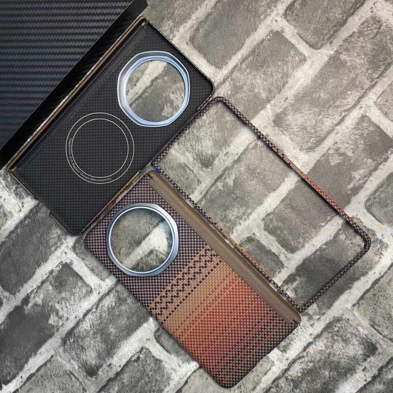 Honor Magic V5 Kevlar Carbon Fiber Magnetic Case With Metal Frame Heat Dissipation Protection Cover