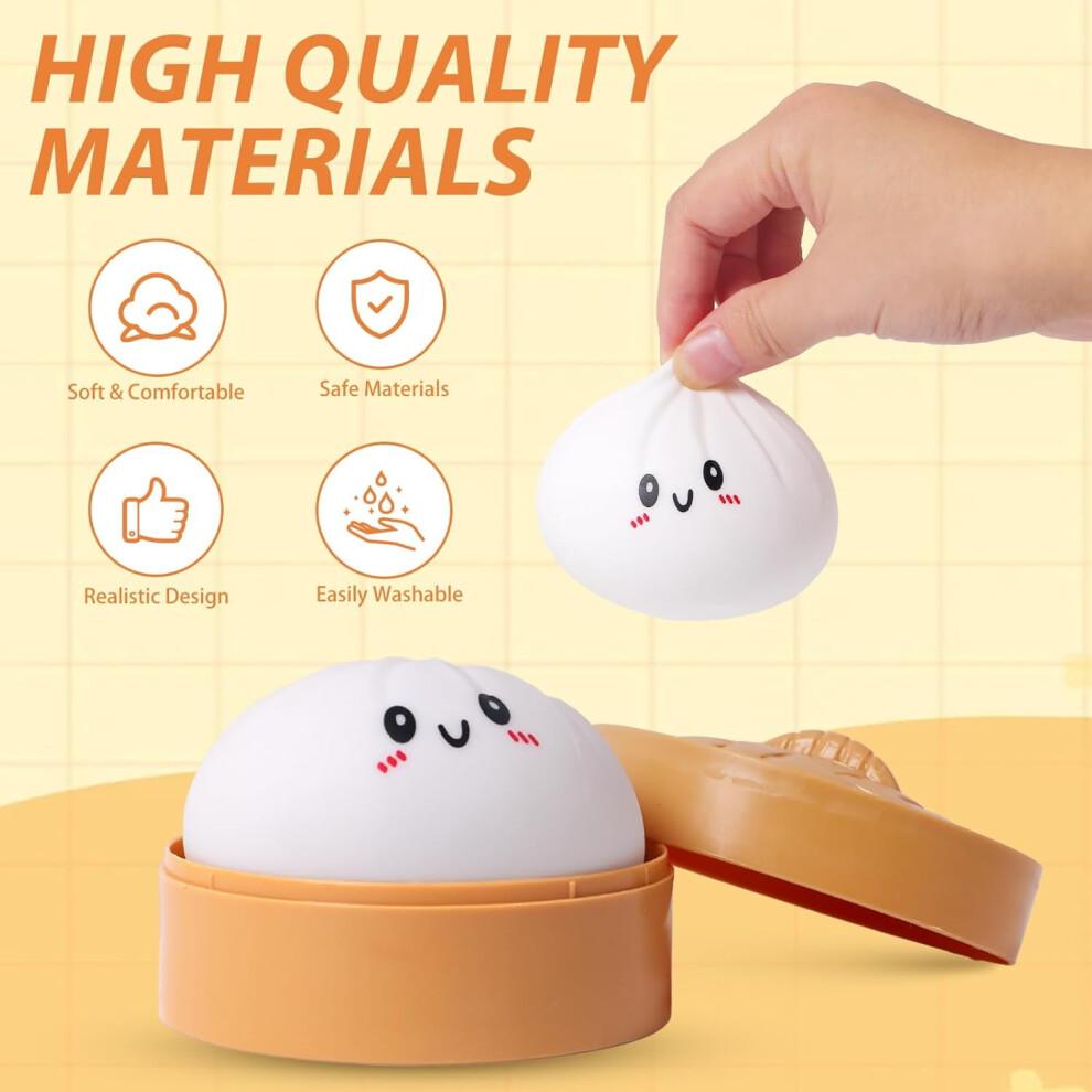 Pekkaxy Squishy Dumpling Stress Balls for Adults & Kids – Fidget Sensory Toy, Squeeze Dough Ball, Stretchy Stress Relief Toy for ADHD – Compatible