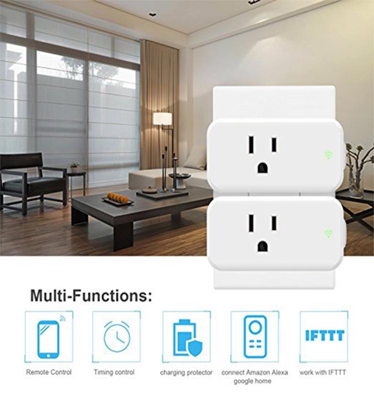 Умная розетка американского стандарта с Wi-Fi, таймером и совместимостью с Alexa Echo