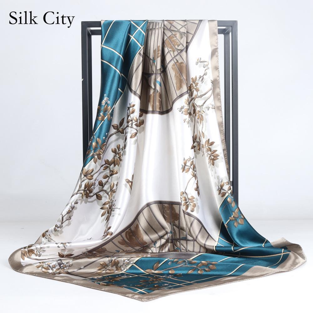 Высококачественные роскошные шелковые шарфы, повязка на голову, шарфы, шейный шарф для женщин, шелковый шарф с цепочкой, женская декоративная шаль