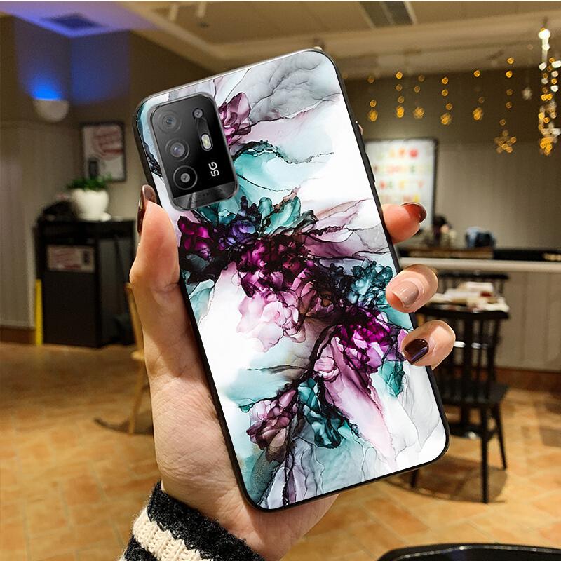 Чехол для телефона с цветным мрамором для OPPO A54 A74 A94 A53S A9 A5 A15 A16 A91 A96 A76 Reno8 8Pro Reno2 Z