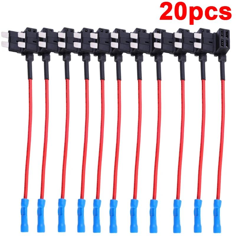 Car Fuse Tap Add A Circuit Adapter Standard ATM APM ATC Blade Fuse Holder Box Wire Socket Cable for LED Light Electronics Power