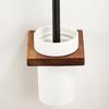 Black Toilet Brush Holder Set Wood Aluminum Wall Mounted Antique Lavatory Bathroom Durable Ceramic Cup WC Brush Rack Shelf Kit