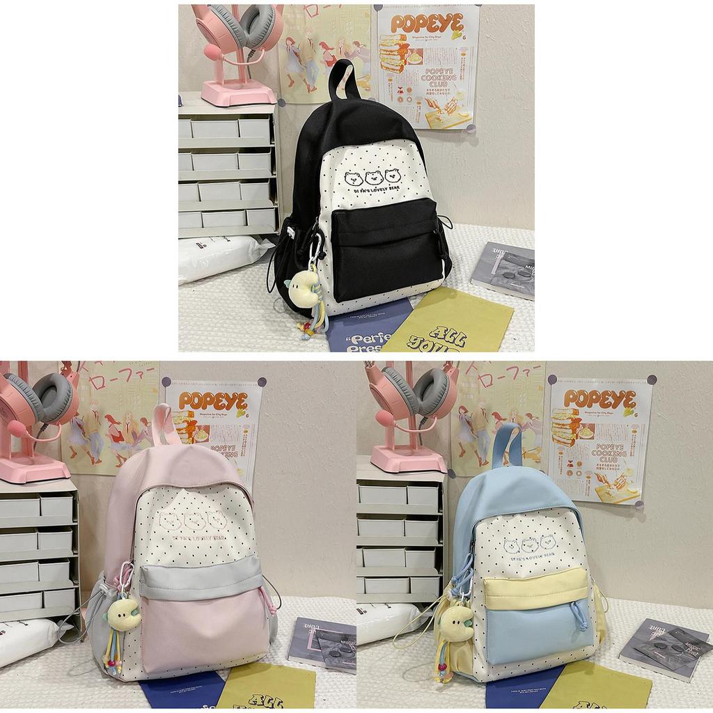 Youth Campus Backpack Nylon Girls School Bag With Padded Straps For Travel And Study