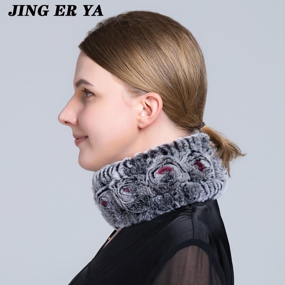 JINGERYA женский натуральный мех ручной работы эластичный меховой шарф вязать из натурального меха кролика рекс повязки на голову для девочек натуральный мех кольцо капюшон снуд шарфы зимние