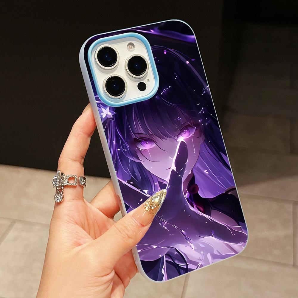 Игровой чехол GI Raiden Shogun Двухслойный Светло-голубой для мобильного телефона iPhone 17 16 15 14 13 12 11 Air Pro Max Plus Защитный