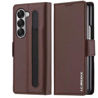 Премиальный кожаный чехол для телефона для Samsung Galaxy Z Fold 7 6 5 4 3 Fold6 Fold5 Fold4 5G с держателем для ручки, кошельком, откидной крышкой
