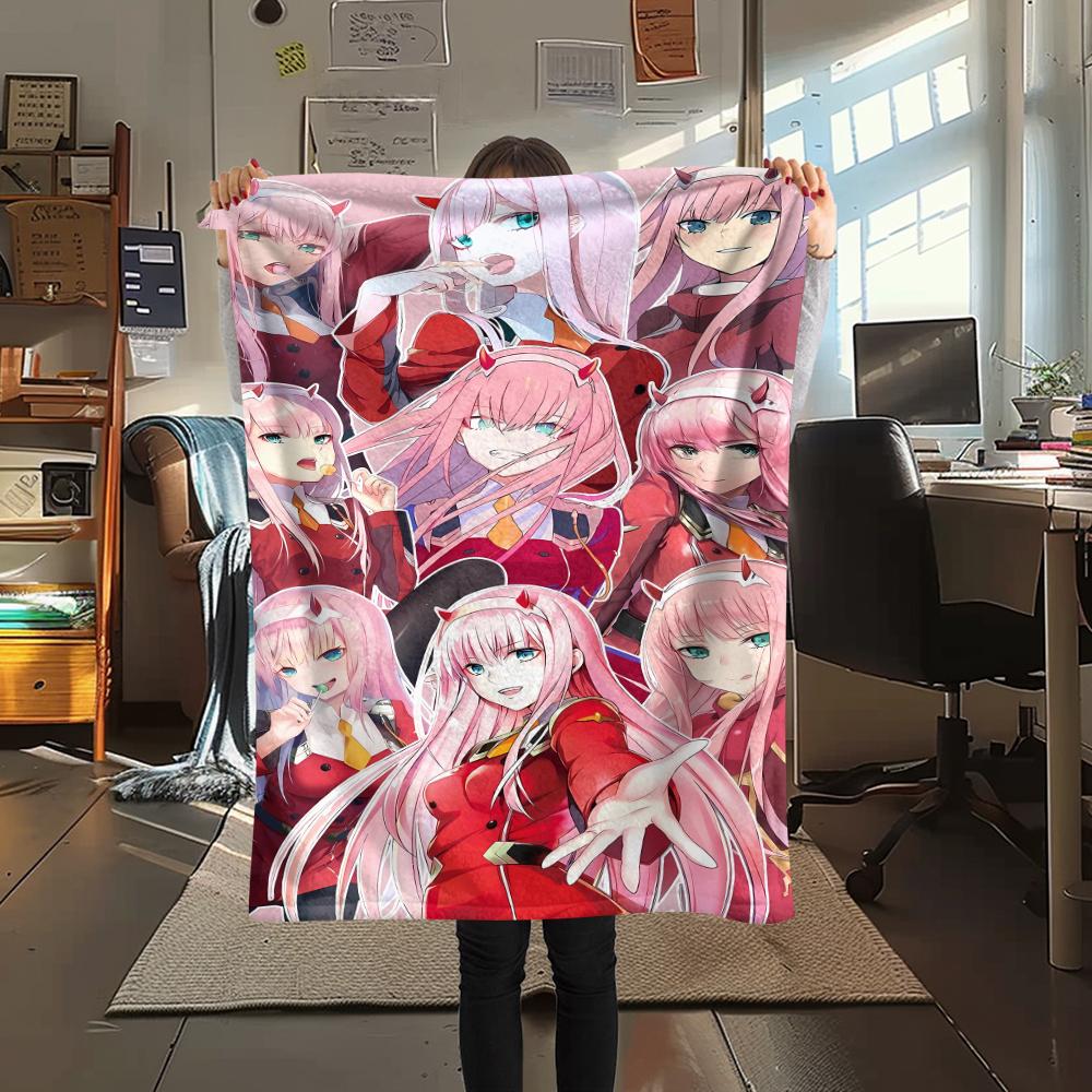 1 шт. Пледа из фланели с принтом Зеро Ту из DARLING in the FRANXX, Высокое качество, Для всех сезонов, Декор для дома, Тепло и уют, Идеально для рождественских подарков